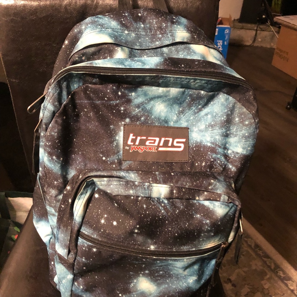 JanSport Trans SuperMax Backpack Laptop Sleeve Cosmos Galaxy Space Teal Blue